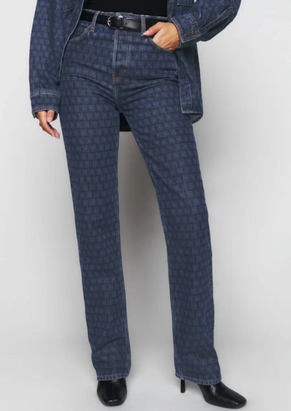 REFORMATION JEANS Cynthia Straight Long Jeans Disco Blue High Rise Women's 8